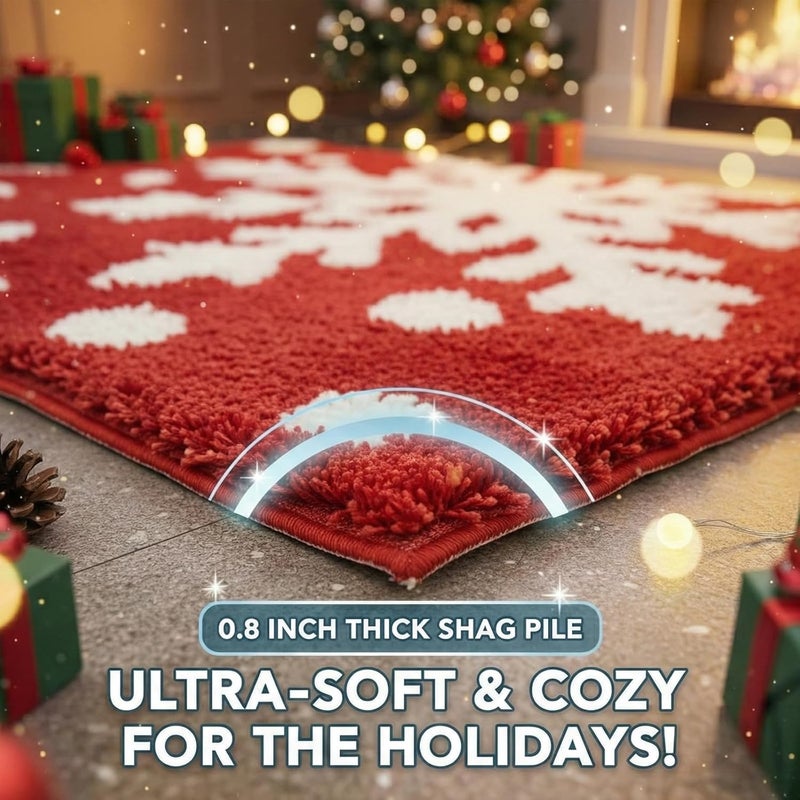 REFGY Christmas Bathroom Rug Set,Snowflake Bathroom Mat,Extra Soft Absorbent,Winter Themed Xmas Plush Bathroom Floor Rug for Holiday Décor - Image 2
